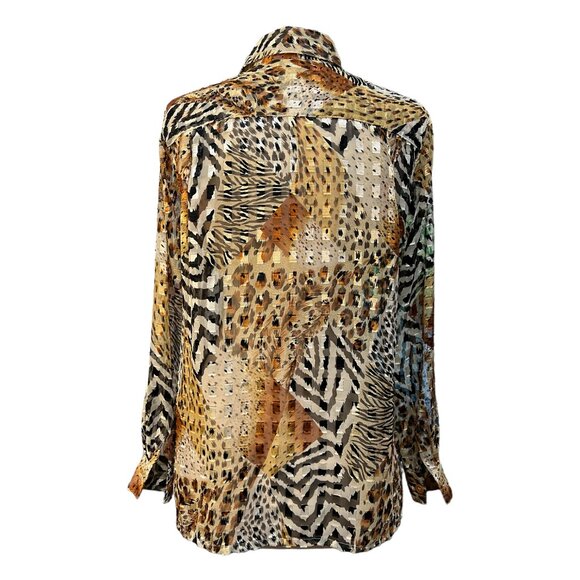 Vintage long button down animal print blouse - Picture 4 of 6